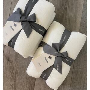 New West Elm European Flax Linen Cotton Metallic Euro Pillow Shams